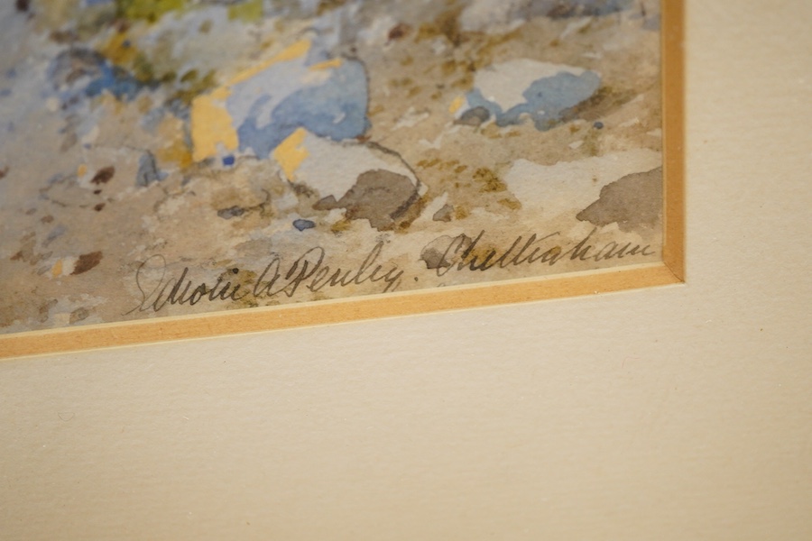 Aaron Edwin Penley R.A. (1807-1870), Mountainous riverscape with figure, signed, watercolour, 18 x 46cm